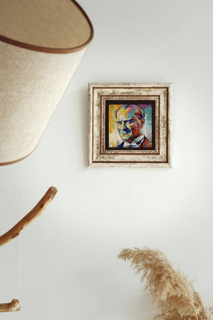 Atatürk Çerçeveli Taş Tablo , Çerçeveli Taş Duvar Dekoru-enkcrcvtbl-00207 20 cm