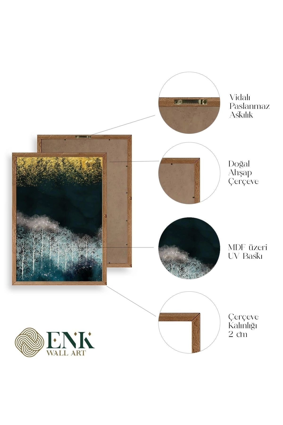 Manzara Üçlü Ahşap Çerçeveli Tablo 23 x 30