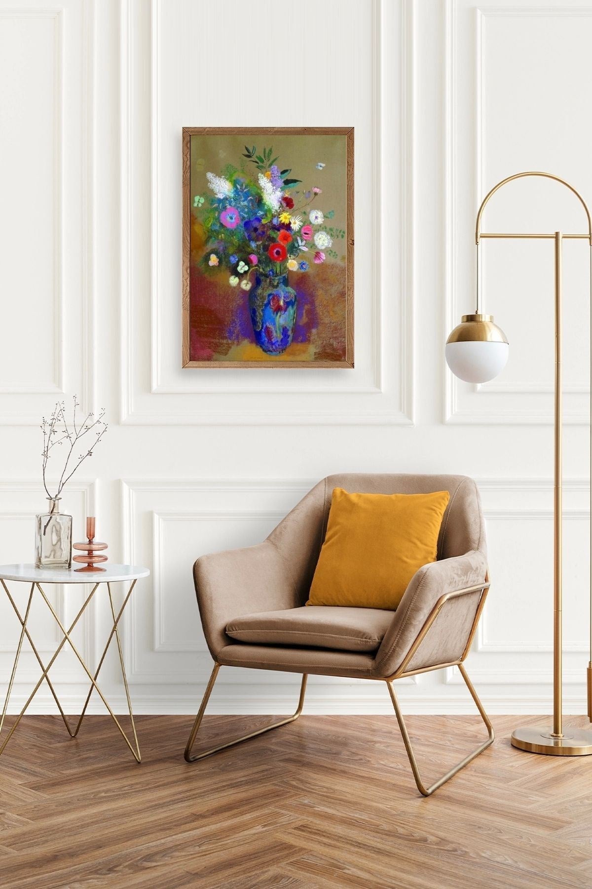 Çiçekler Ahşap Çerçeveli Tablo 30 x 42