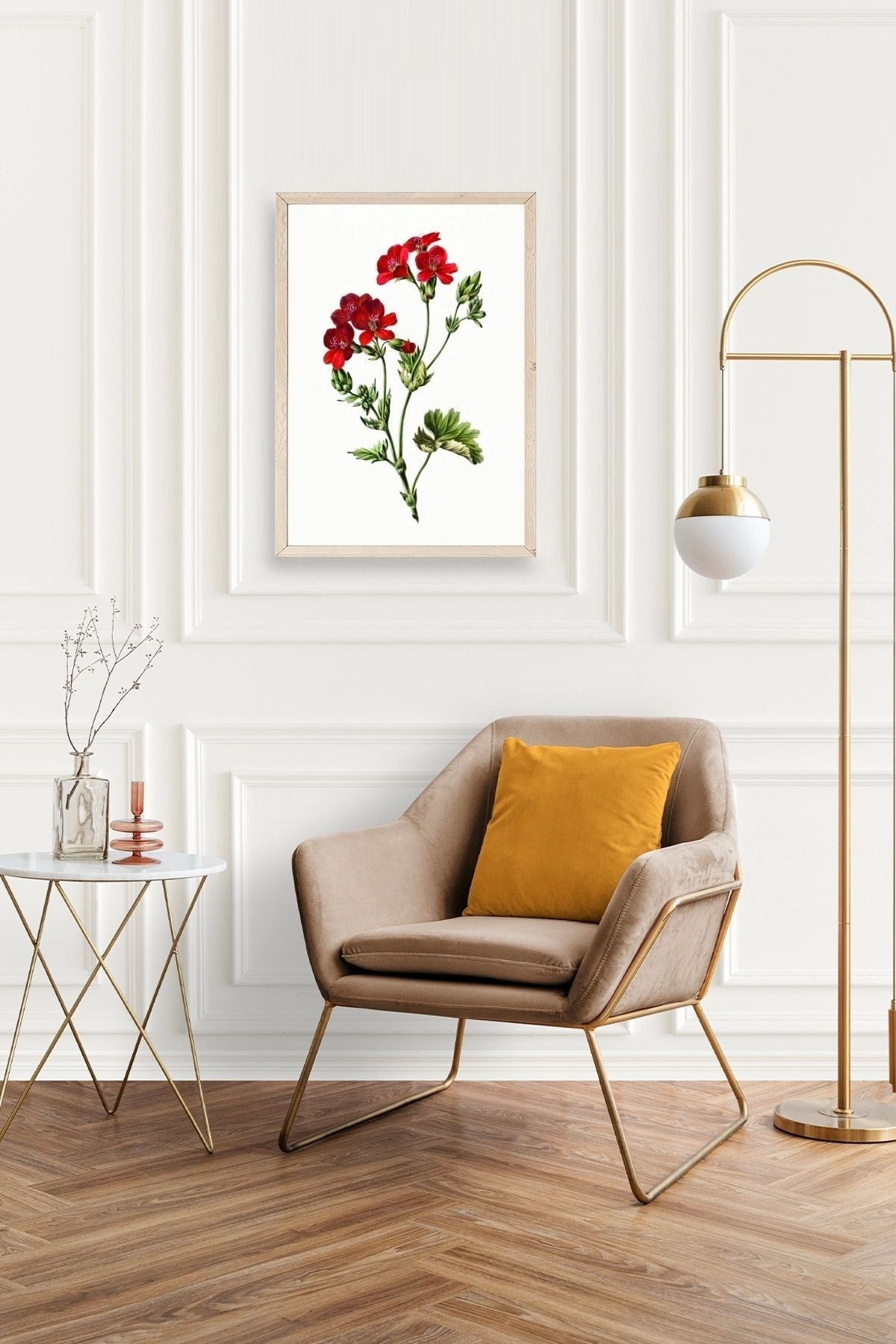 Çiçekler Ahşap Çerçeveli Tablo 23 x 30