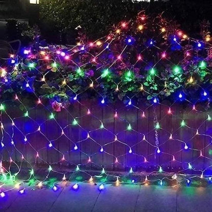 BUFFER® 1x2 Metre Dekoratif File Ağ Perde 192 LED 8 Animasyonlu Farklı Işık Modu RGB Fişli