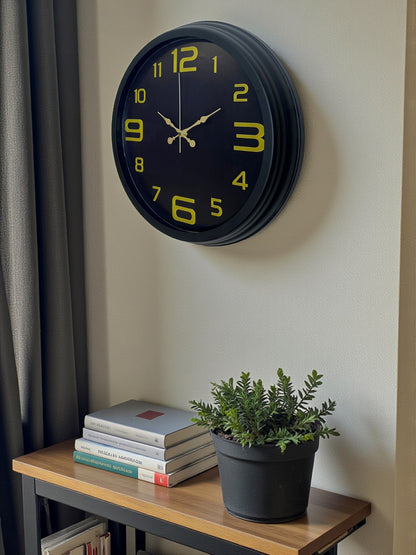 Zentime Prime Black 40 cm Metal Modern Tasarım Duvar Saati