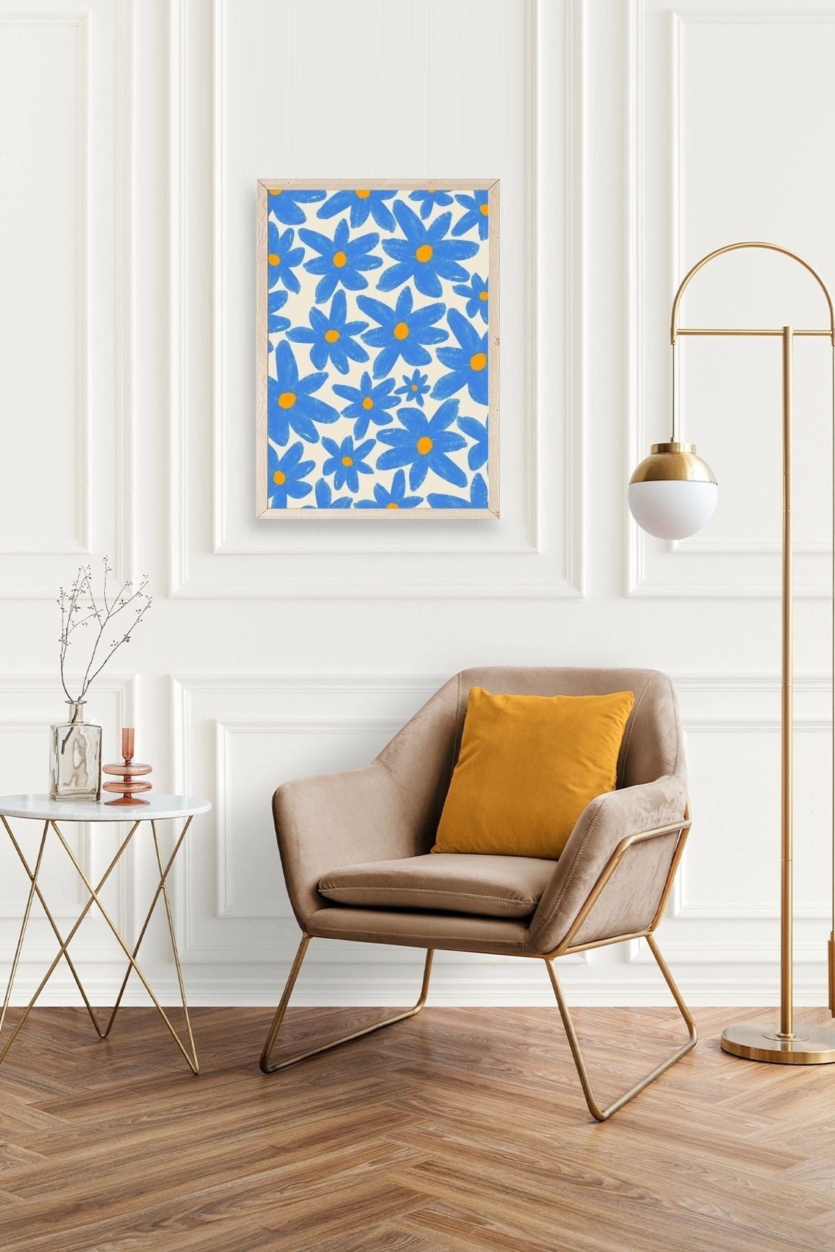 Çiçekler Ahşap Çerçeveli Tablo 30 x 42