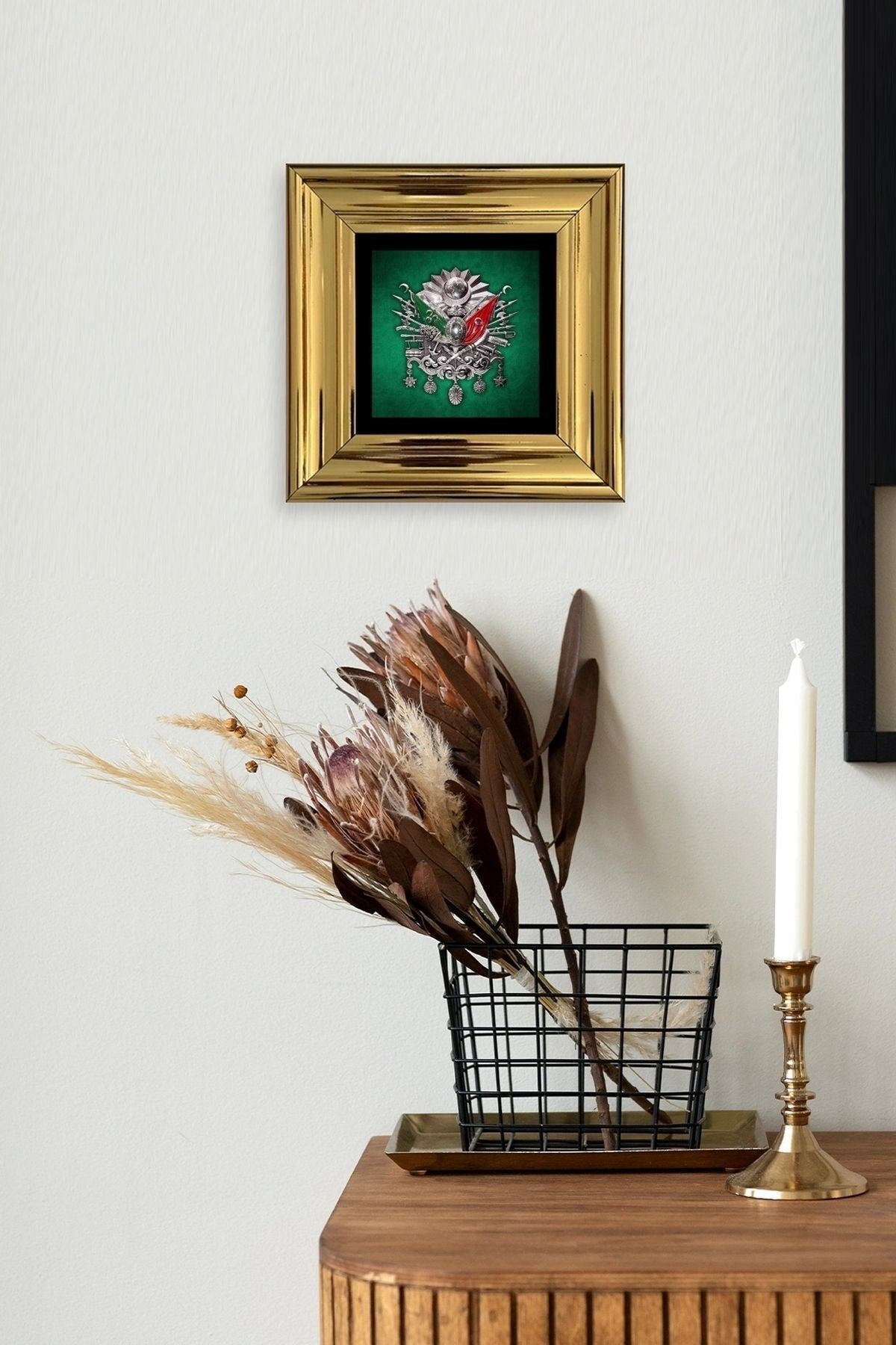 Osmanlı Tuğrası Çerçeveli Taş Tablo 20 cm