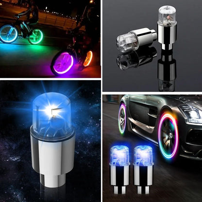 BUFFER® Araç ve Bisiklet İçin 2’li Mavi LED Hava Valfi Işık Kapakları–Gece Parlayan Lastik Lambası Sibop Kapağı
