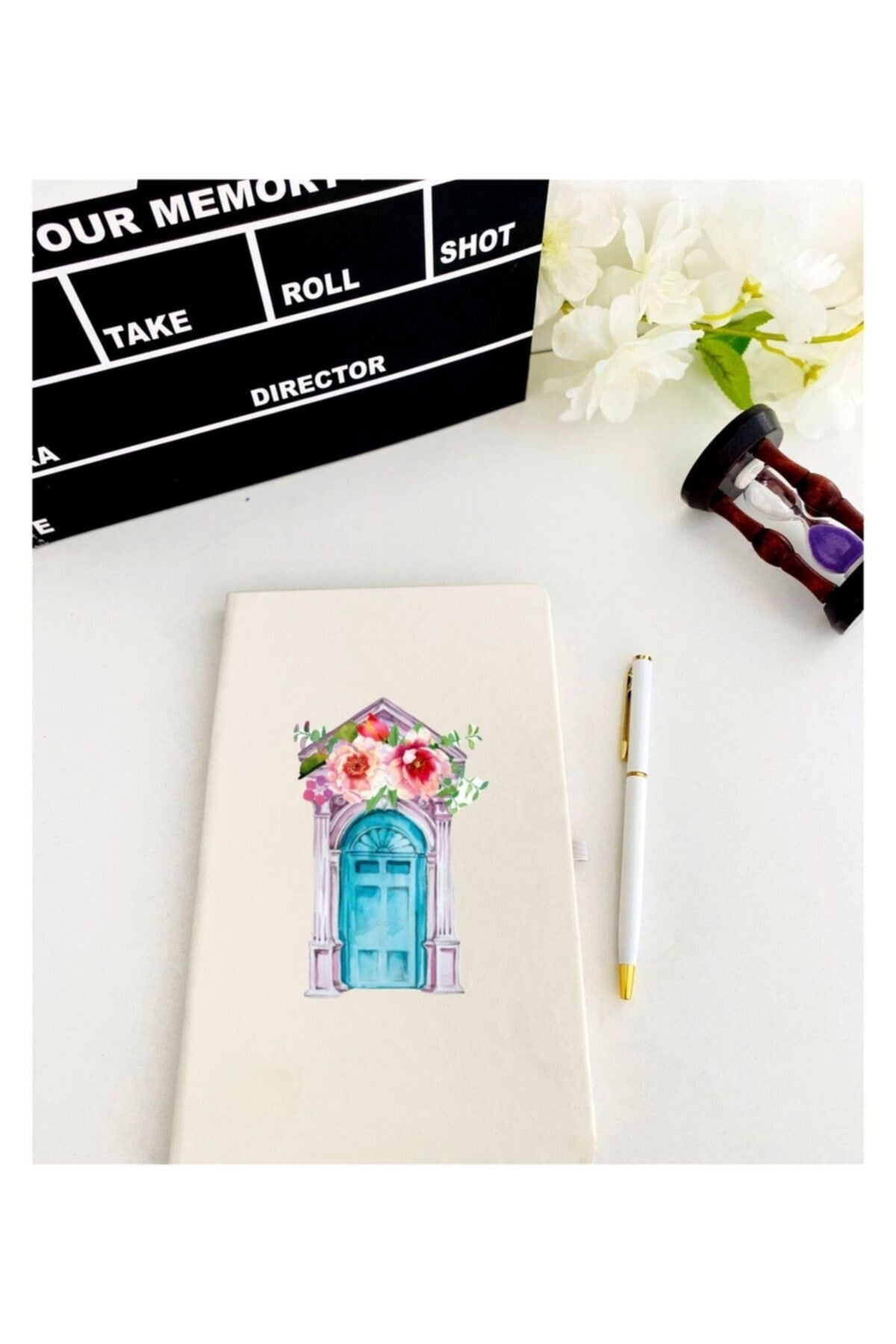 Çiçek Baskılı Defter Kalem Set