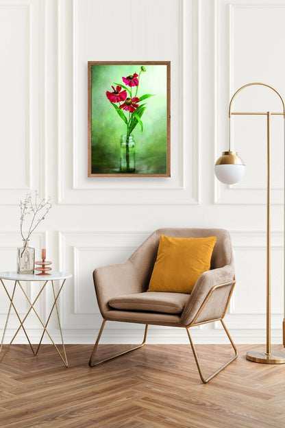 Çiçekler Ahşap Çerçeveli Tablo 50 x 70