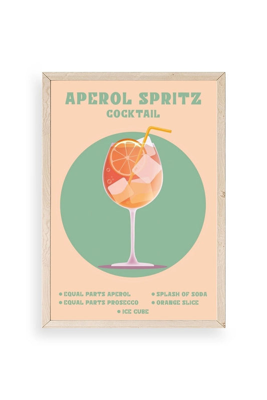 Aperol Spritz Ahşap Çerçeveli Tablo 17 x 23