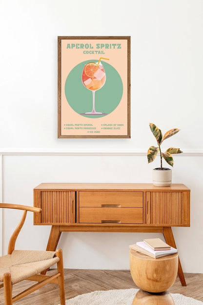 Aperol Spritz Ahşap Çerçeveli Tablo 50 x 70