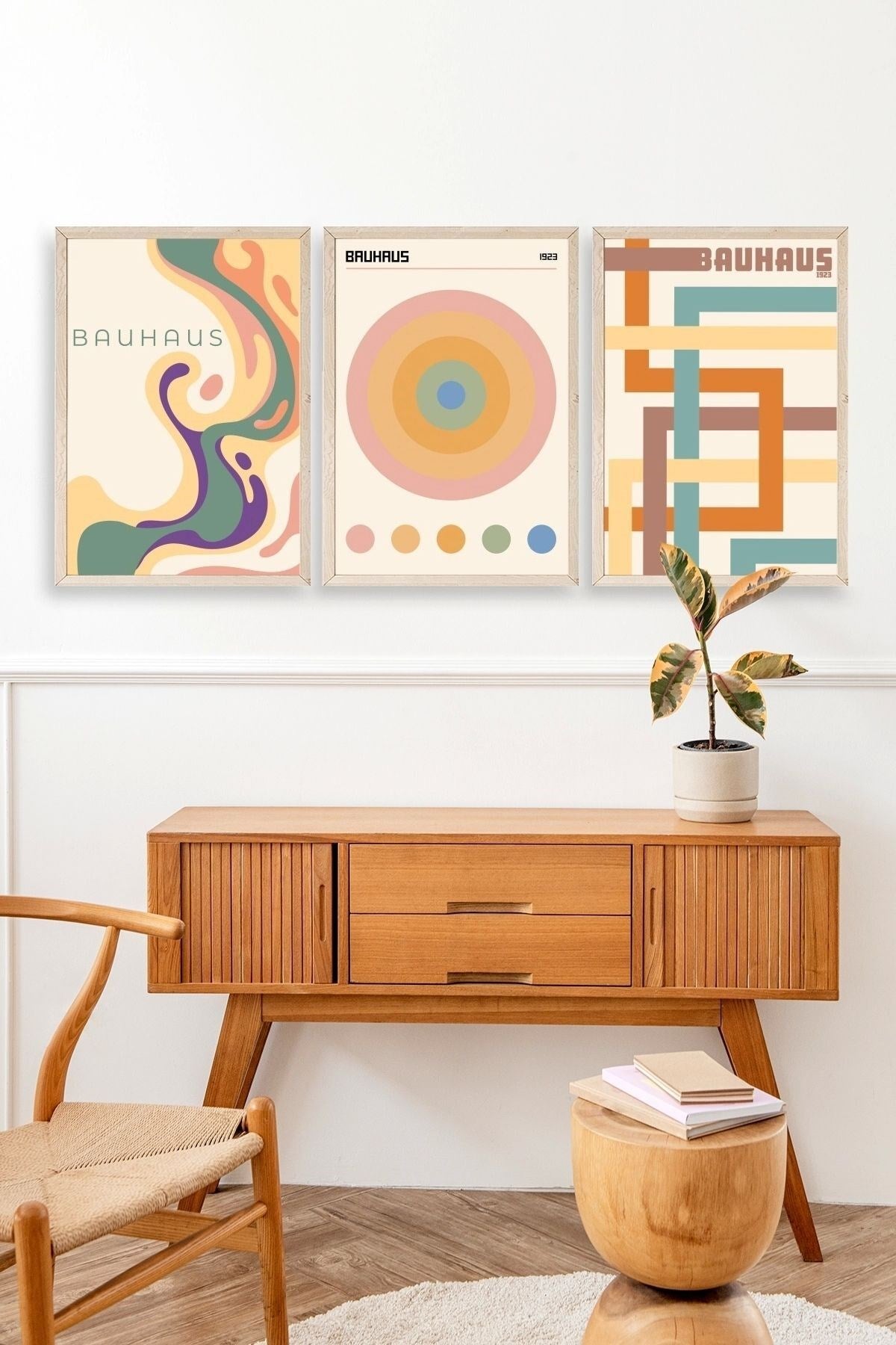 Bauhaus Üçlü Ahşap Çerçeveli Tablo 23 x 30