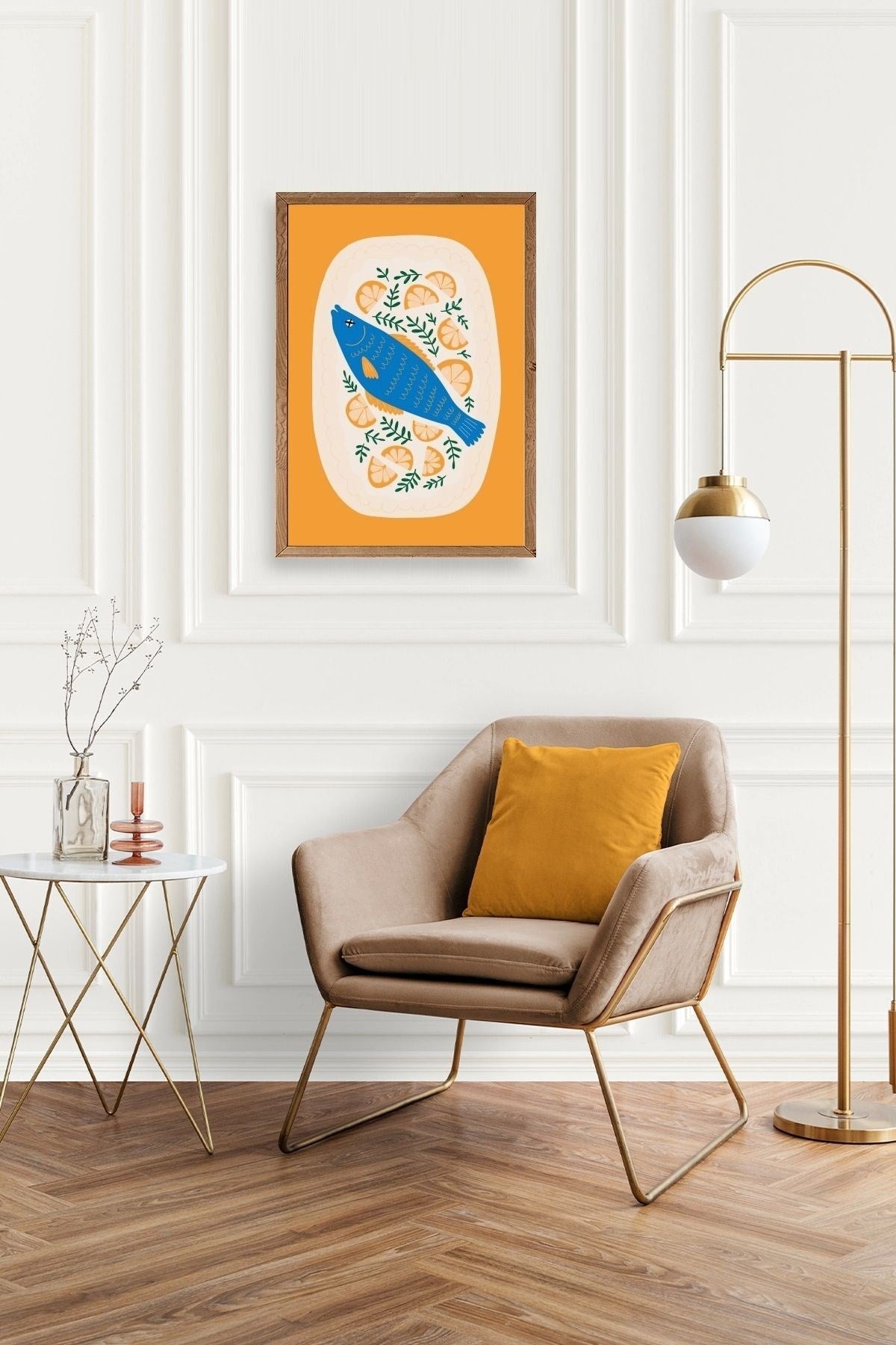 Balık Ahşap Çerçeveli Tablo 17 x 23