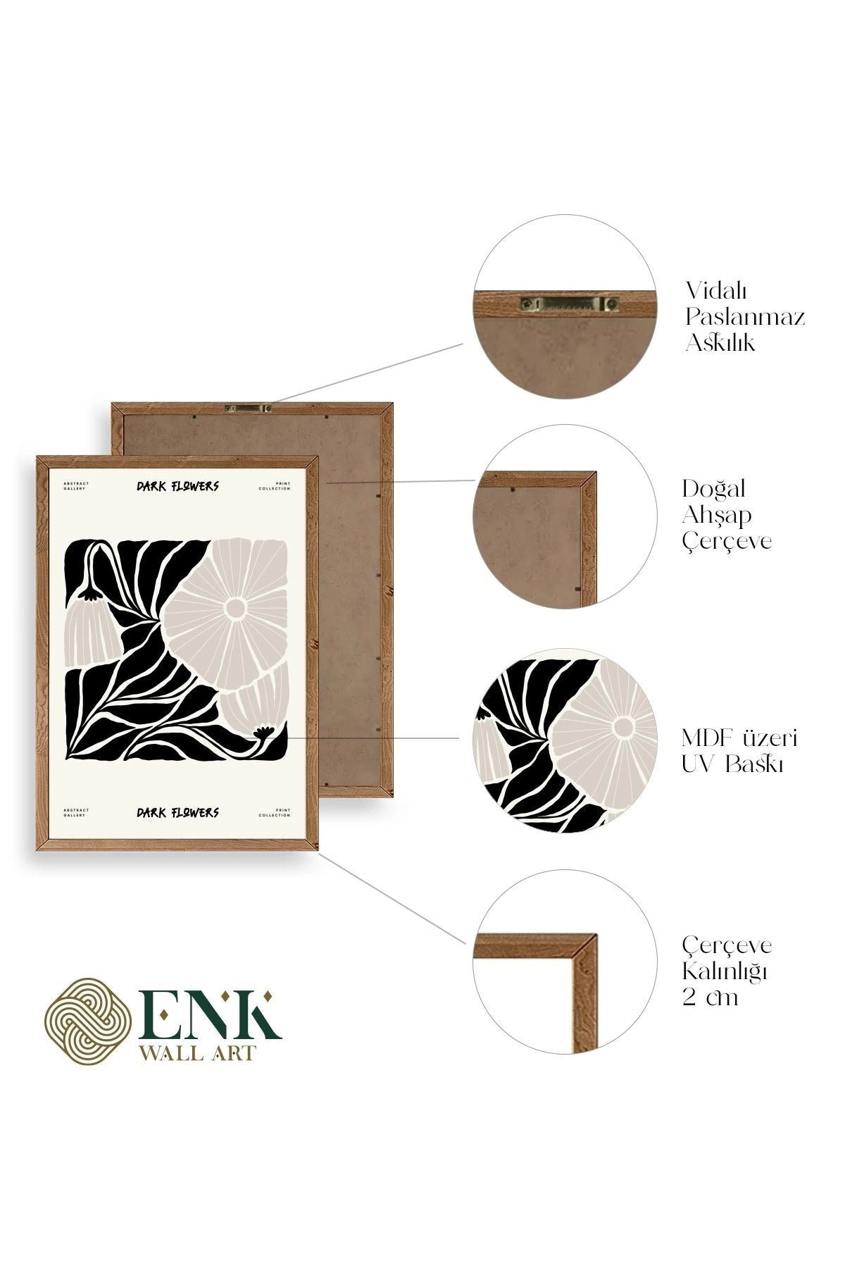 Çiçek Ahşap Çerçeveli Tablo 17 x 23