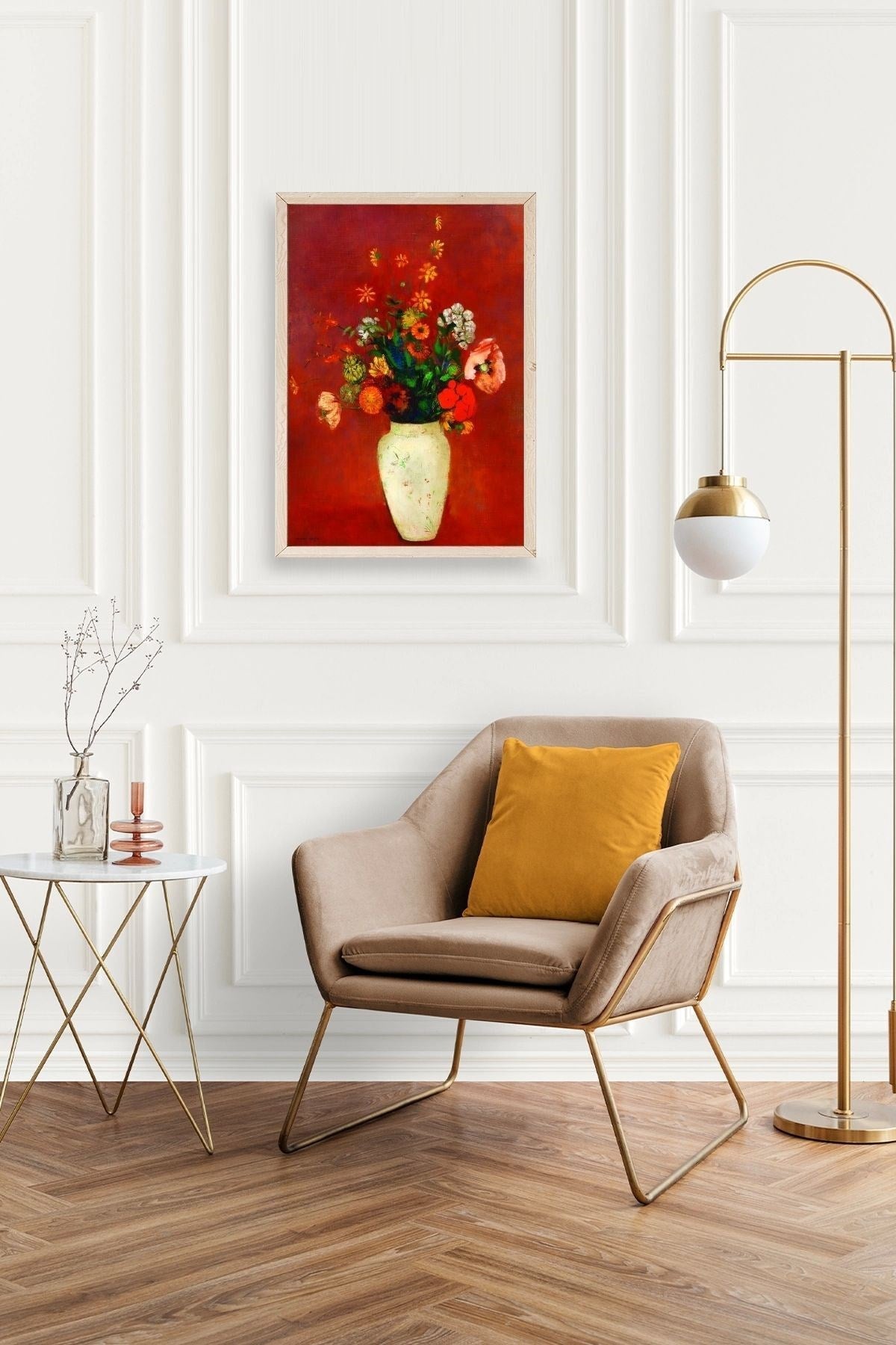 Vazoda Çiçek Ahşap Çerçeveli Tablo 17 x 23