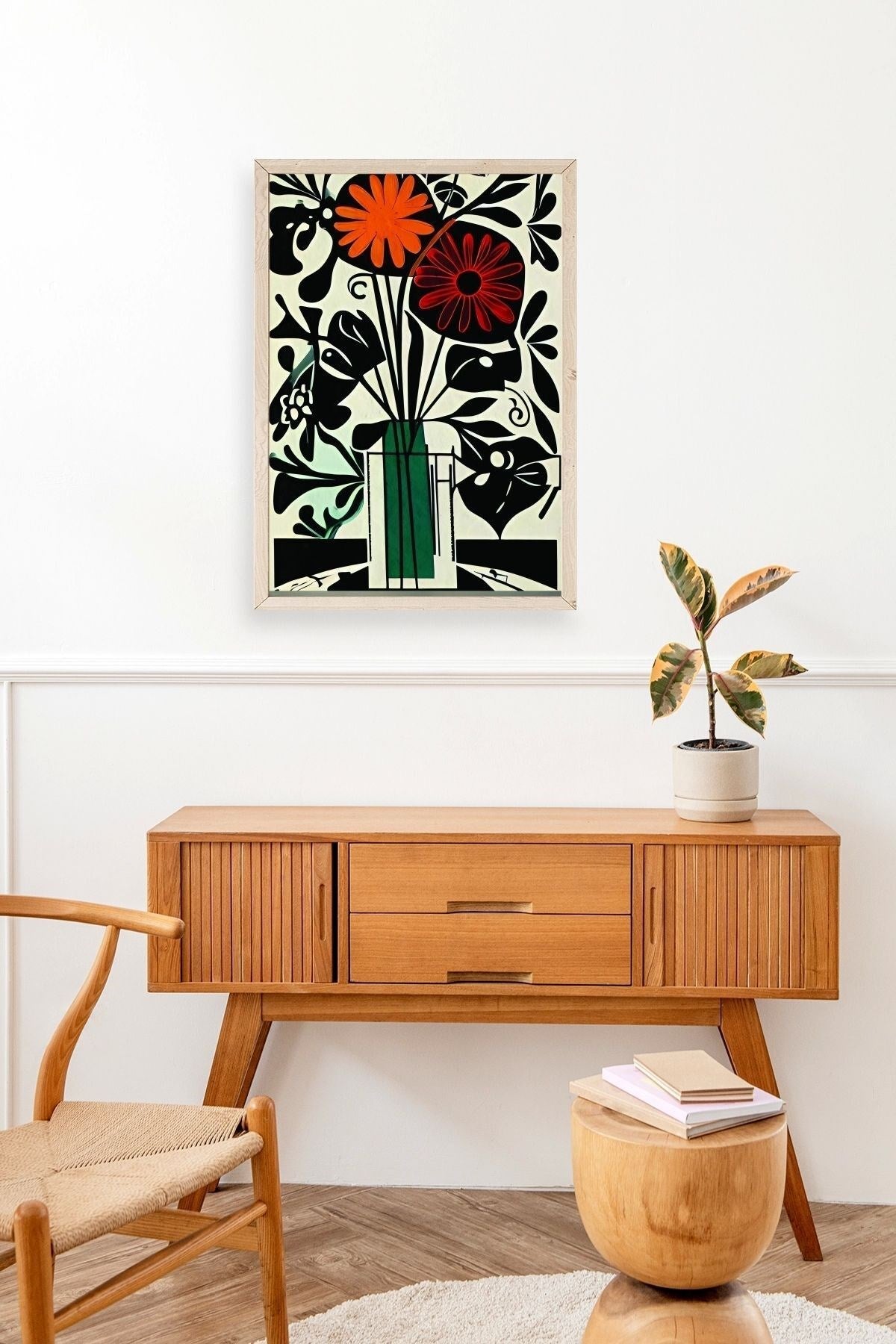 Çiçek Ahşap Çerçeveli Tablo 50 x 70