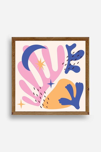 Soyut Ahşap Çerçeveli Tablo 42 x 42