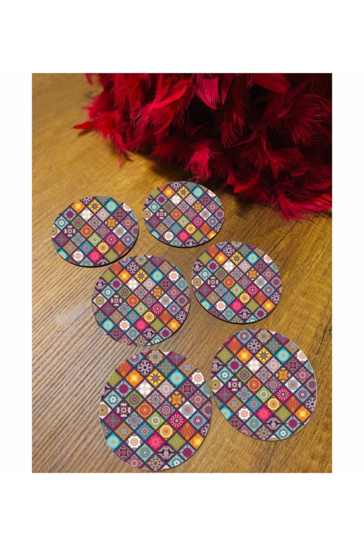6 Parça Ahşap Bardak Altlığı
