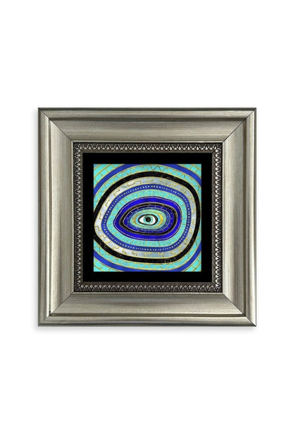 Nazar Boncuğu Çerçeveli Taş Tablo 20 cm