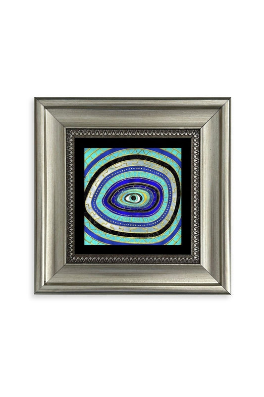 Nazar Boncuğu Çerçeveli Taş Tablo 20 cm