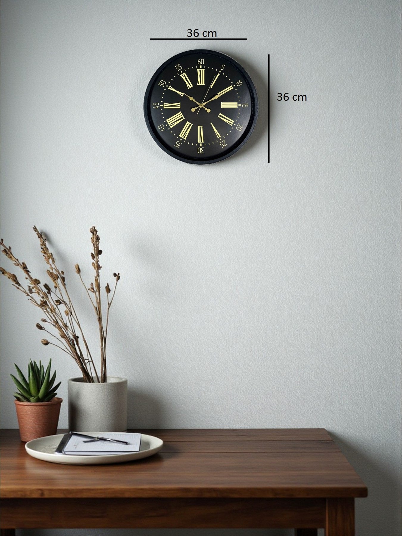 Zentime 36 Cm Siyah Dekoratif Duvar Saati