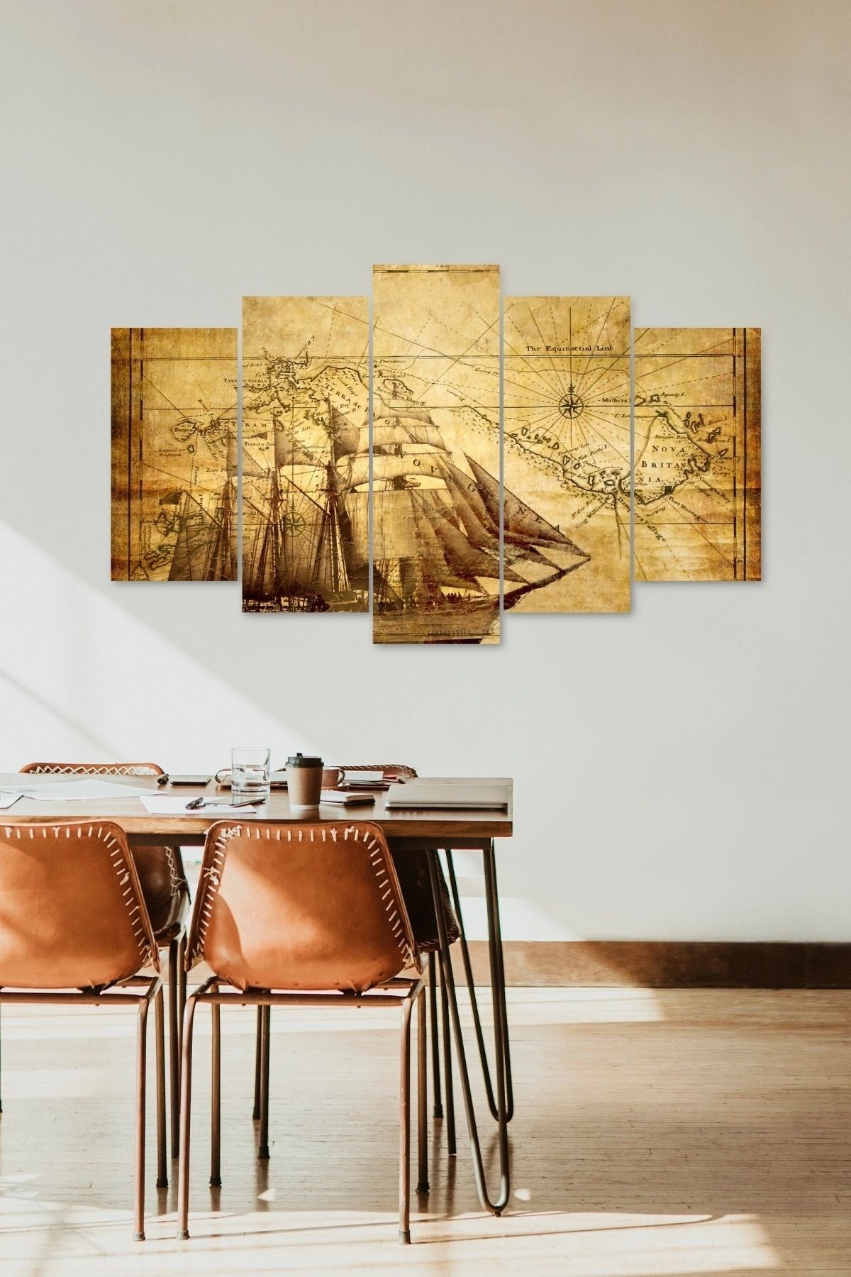 Yelkenli Manzara 5 Parçalı Mdf Tablo 60 x 100