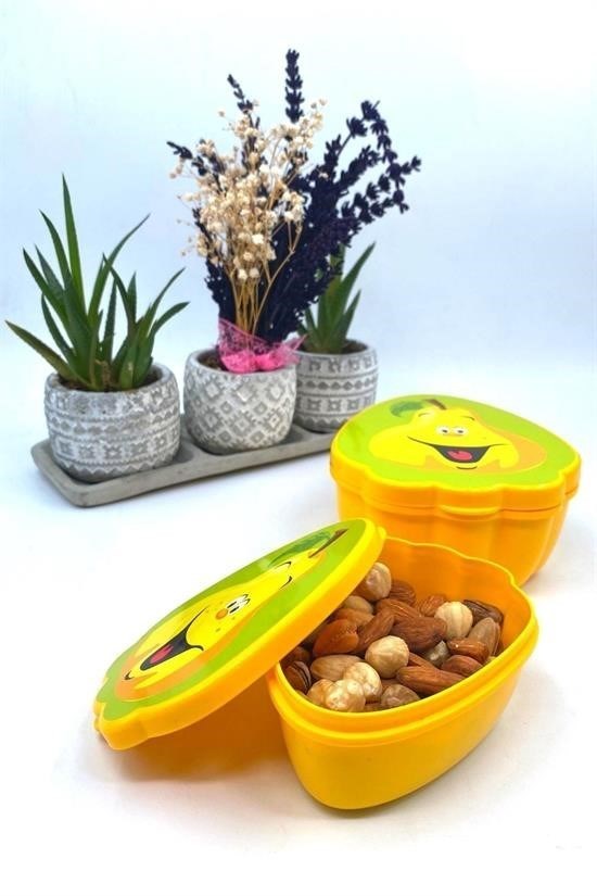 BUFFER® 2'li İç İçe Geçebilen Armut Model Saklama ve Beslenme Kabı Seti (550 ml + 250 ml)