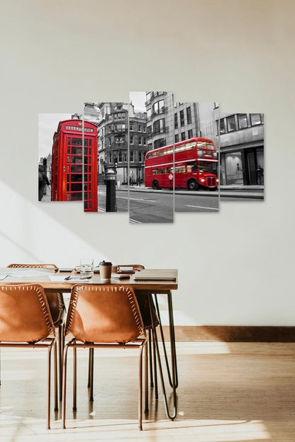 Şehir Manzarası 5 Parçalı Mdf Tablo 60 x 100