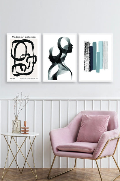 Modern Üçlü Ahşap Çerçeveli Tablo 40 x 60