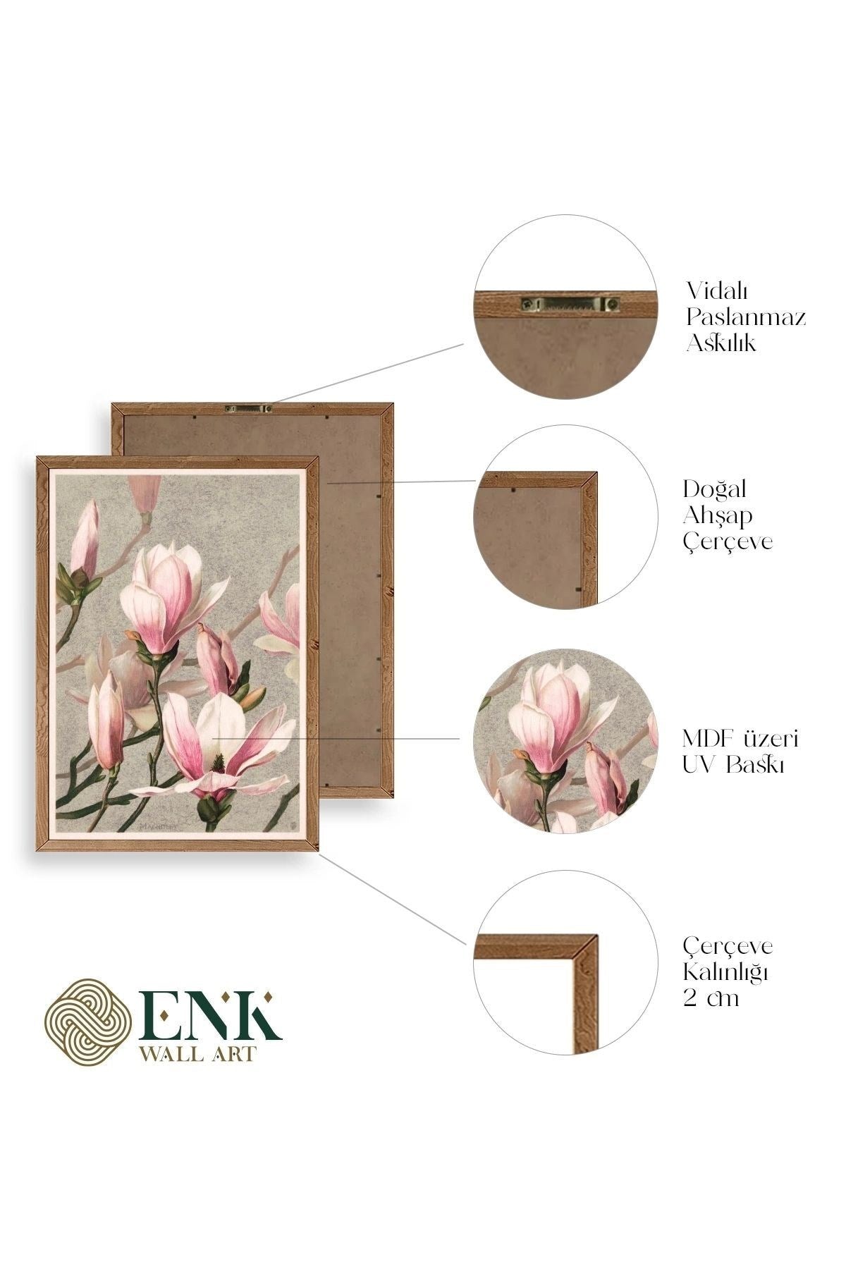 Magnolia Flowers Ahşap Çerçeveli Tablo 23 x 30