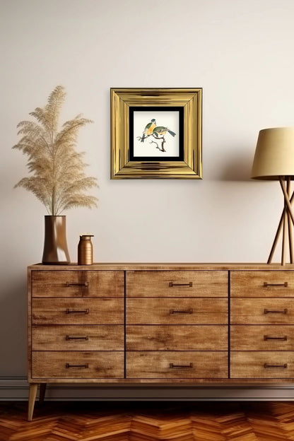 Dalda İki Kuş Çerçeveli Taş Tablo 20 cm