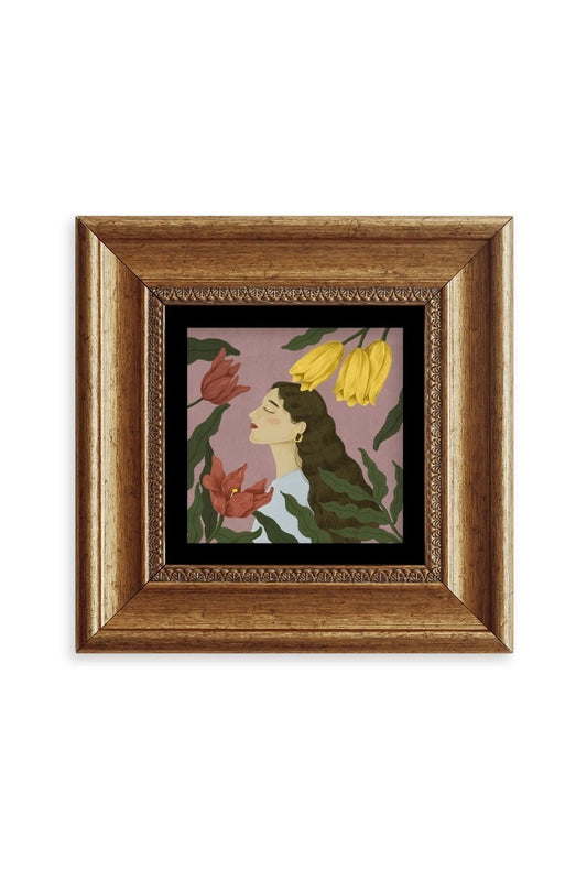 Kadın Çerçeveli Taş Tablo 20 cm