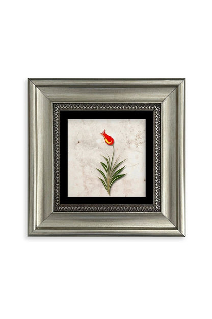 Ebru Lale Çerçeveli Taş Tablo 20 cm