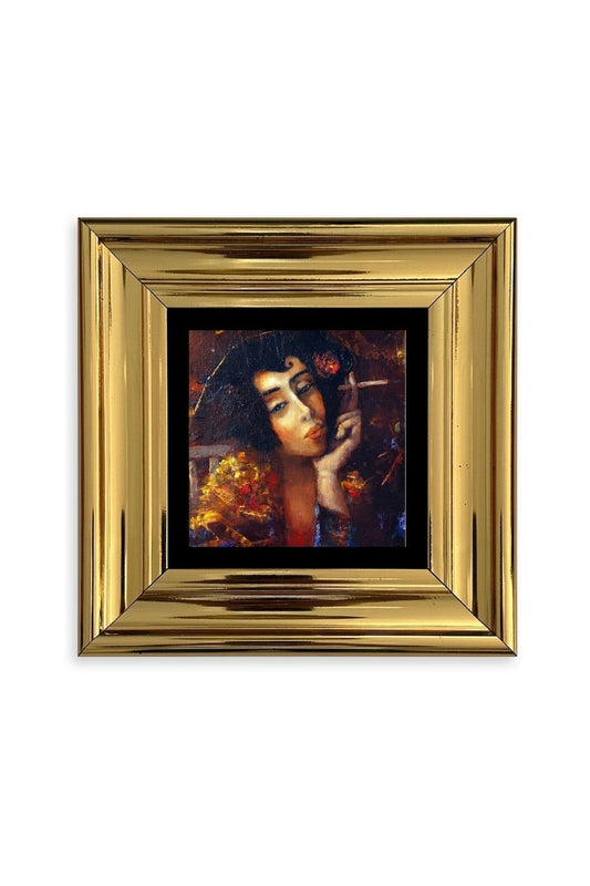 Kadın Çerçeveli Taş Tablo 20 cm