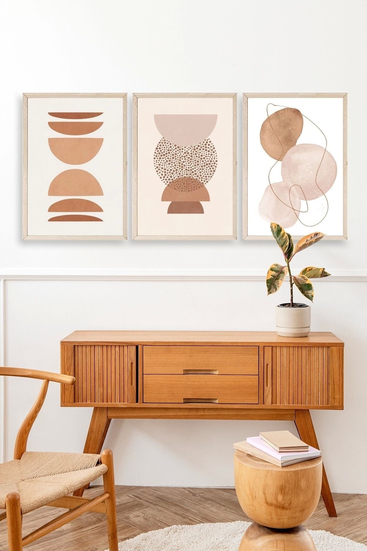 Modern Üçlü Ahşap Çerçeveli Tablo 50 x 70