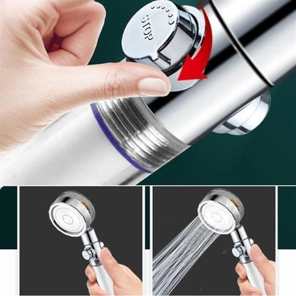 BUFFER® Turbo Pervaneli ve Filtreli Su Tasarruflu 360 Derece Dönebilen Tazyikli Duş Başlığı