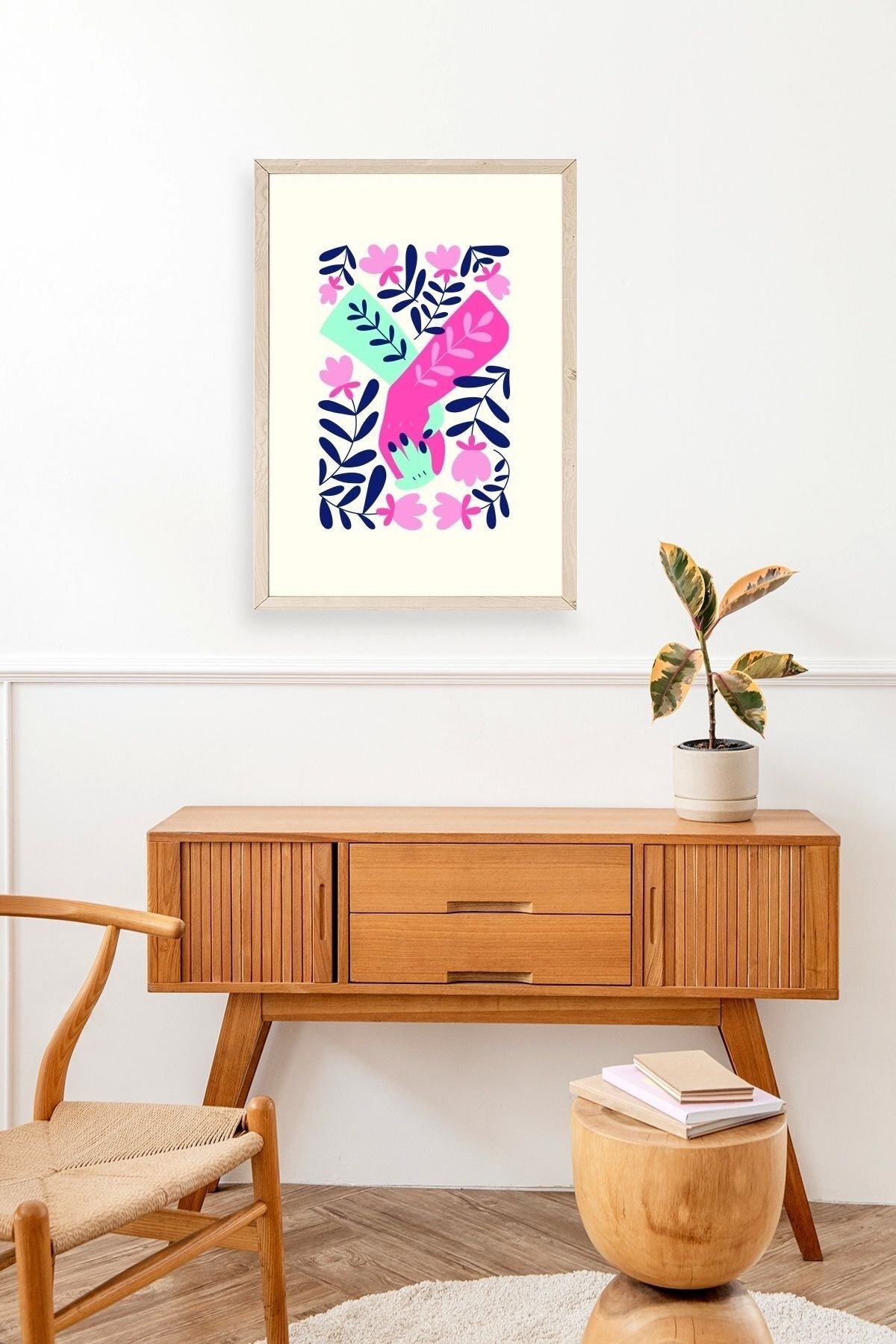 Soyut Ahşap Çerçeveli Tablo 30 x 42