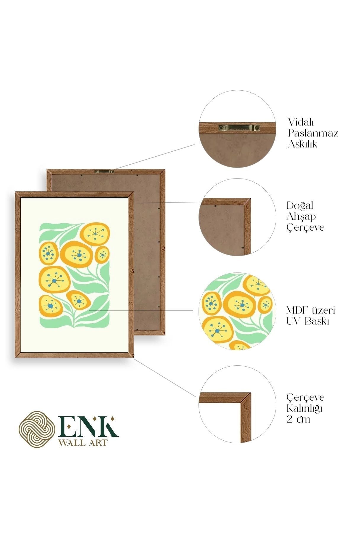 Çiçek Ahşap Çerçeveli Tablo 50 x 70