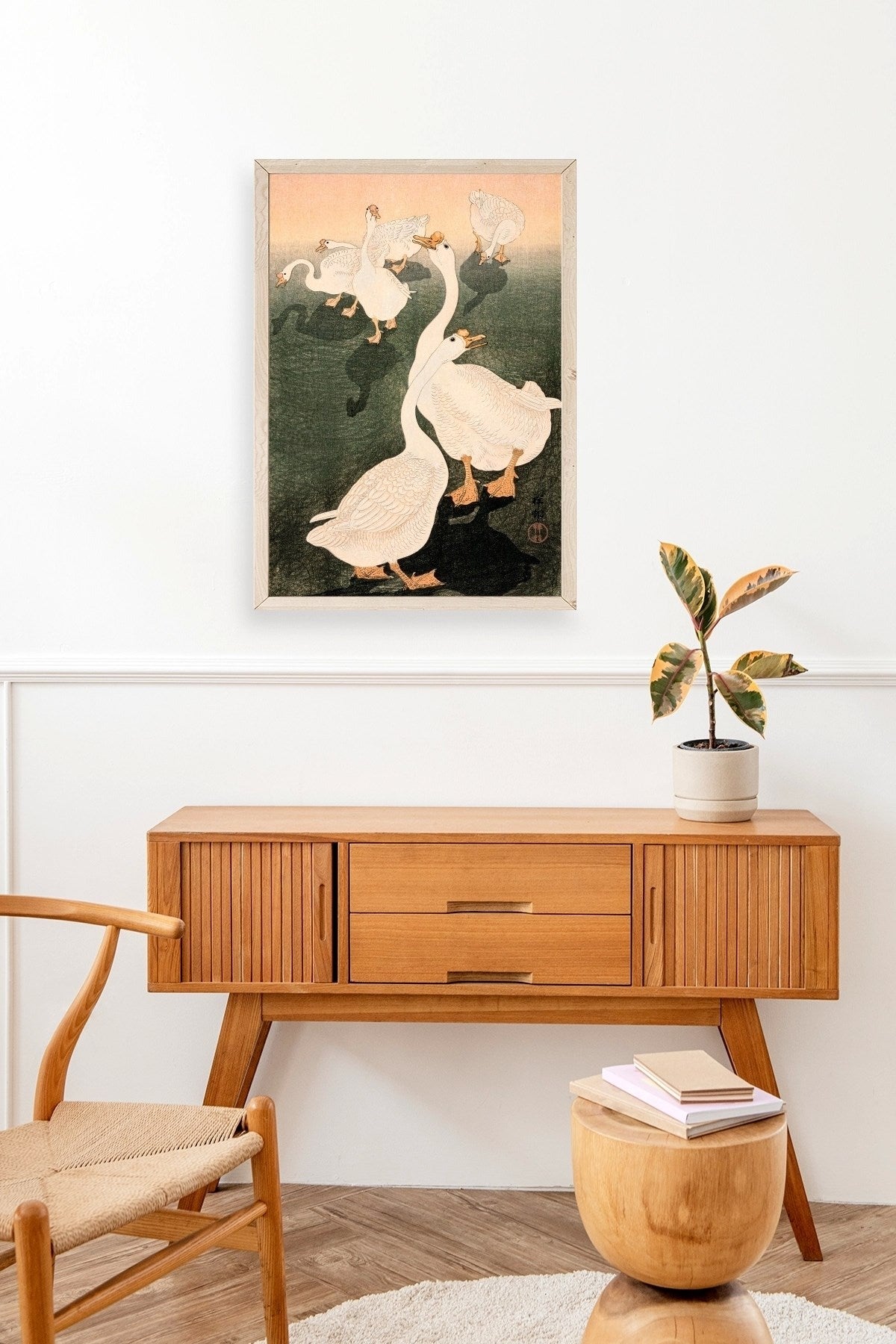 Kuğular Ahşap Çerçeveli Tablo 17 x 23