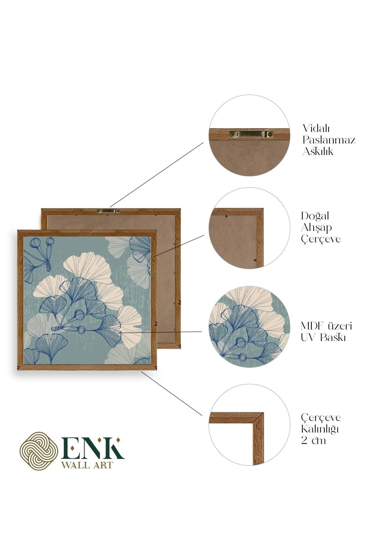 Çiçek Ahşap Çerçeveli Tablo 23 x 23