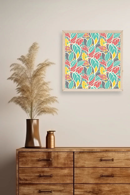 Yaprak Ahşap Çerçeveli Tablo 42 x 42