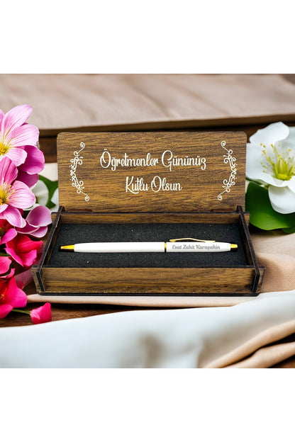 Öğretmenler Günü Kişiye Özel Kalem ve Ahşap Kutu
