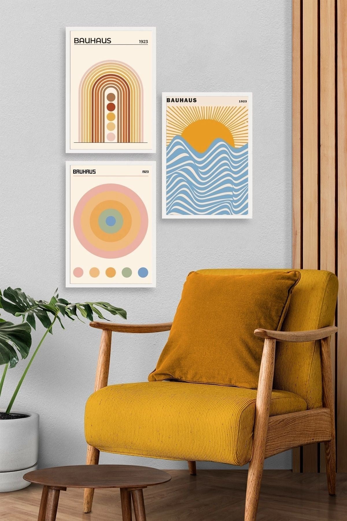 Bauhaus Üçlü Ahşap Çerçeveli Tablo 50 x 70