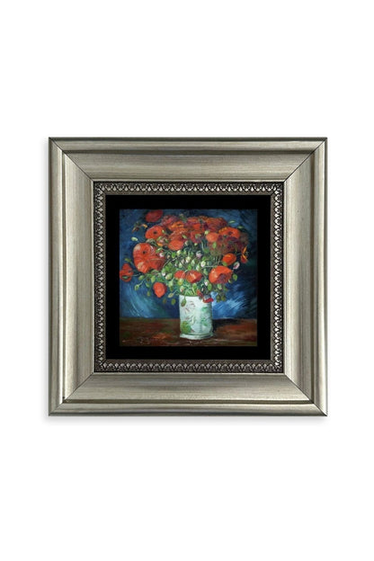 Van Gogh Çiçekli Vazo Çerçeveli Taş Tablo 20 cm