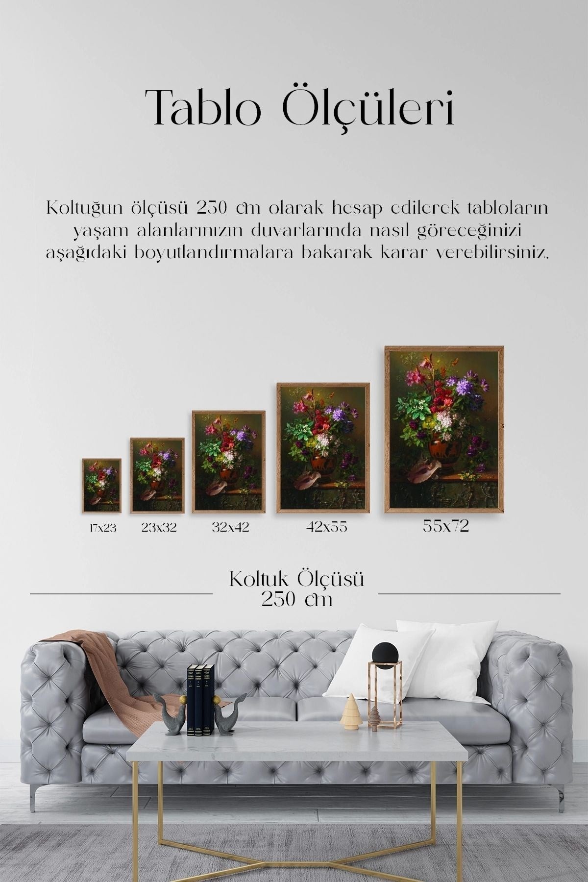 Çiçekler Ahşap Çerçeveli Tablo 30 x 42