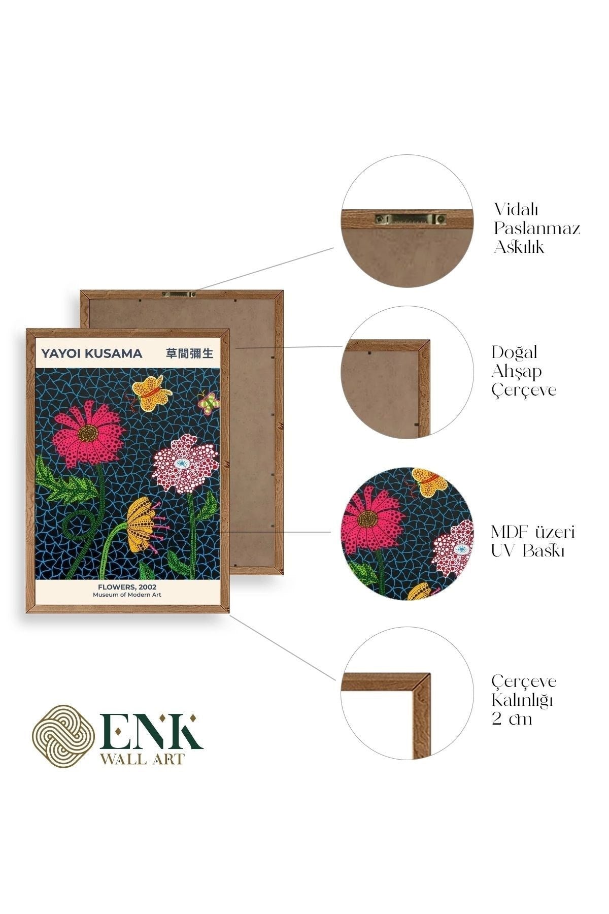 Yayoi Kusama Ahşap Çerçeveli Tablo 50 x 70