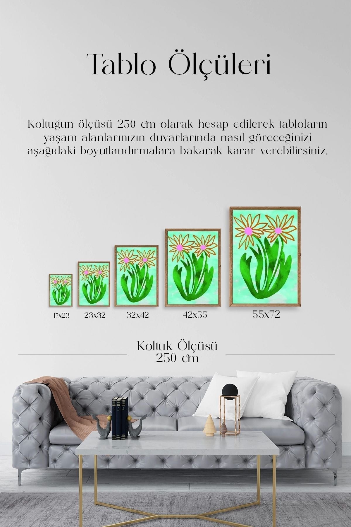 Çiçekler Ahşap Çerçeveli Tablo 30 x 42