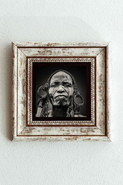 Afrikalı Kadın Çerçeveli Taş Tablo , Çerçeveli Taş Duvar Dekoru-enkcrcvtbl-00195 20 cm