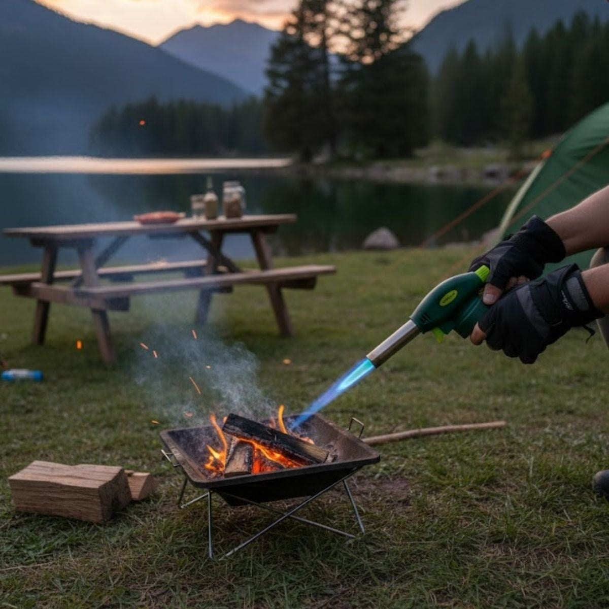 BUFFER® Outdoor Kamp, Piknik ve Tamir İşleri İçin Kamp Gazı Seti – Taşınabilir Pürmüz Alev Tabancası ve Yüksek Performanslı Gaz Kartuşu