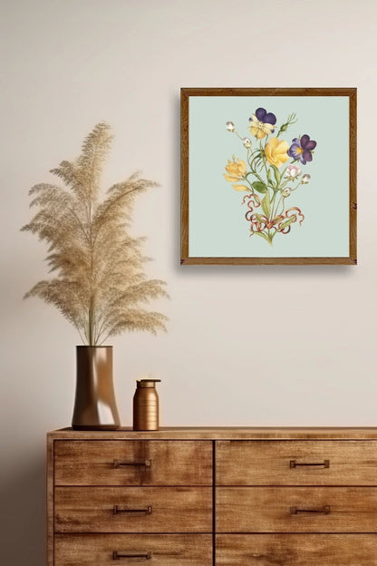 Çiçek Ahşap Çerçeveli Tablo 23 x 23