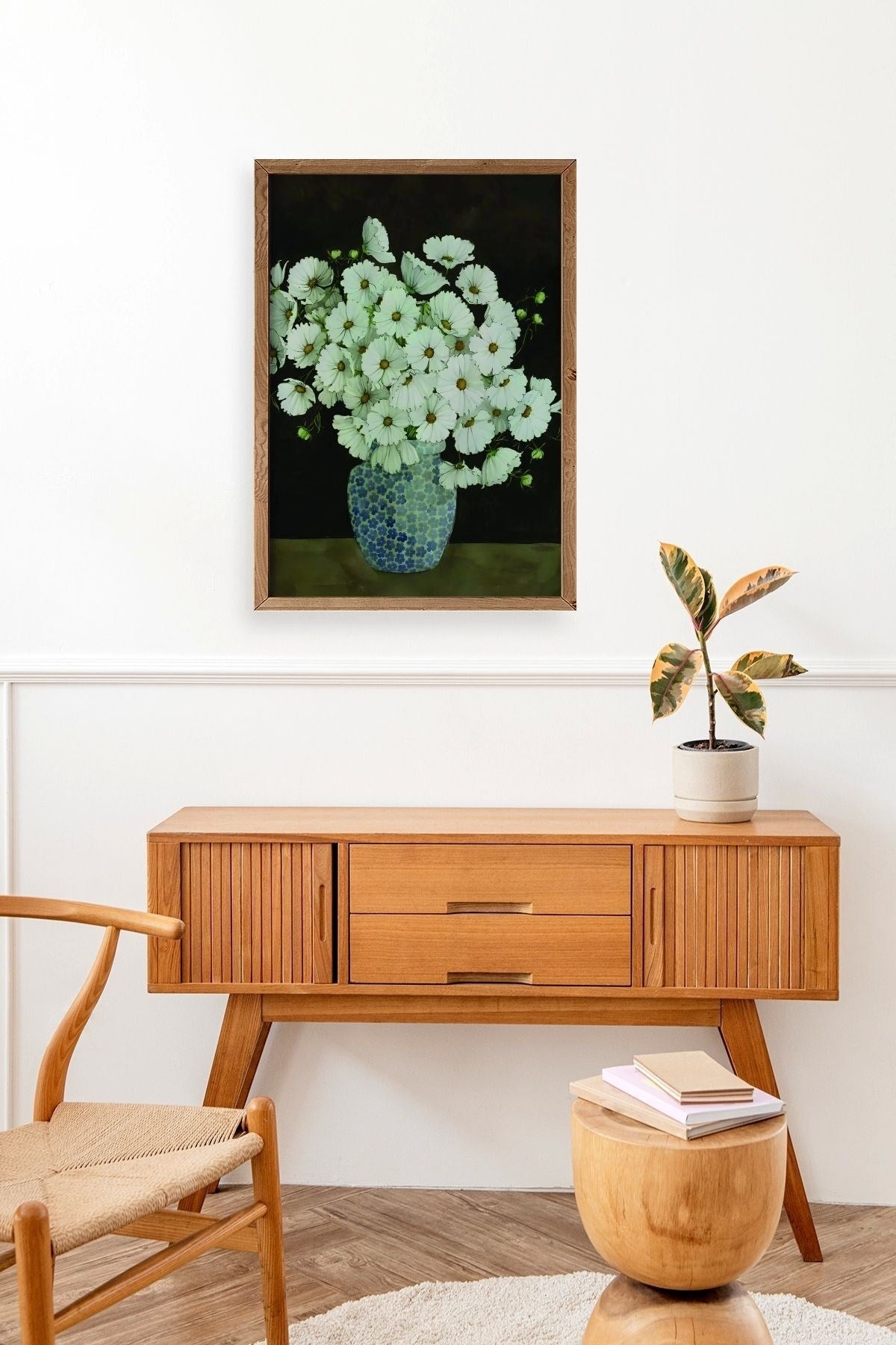 Çiçekler Ahşap Çerçeveli Tablo 17 x 23