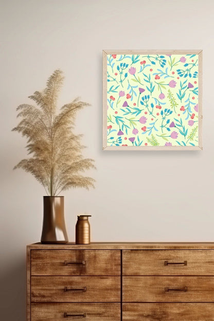 Çiçek Ahşap Çerçeveli Tablo 50 x 50